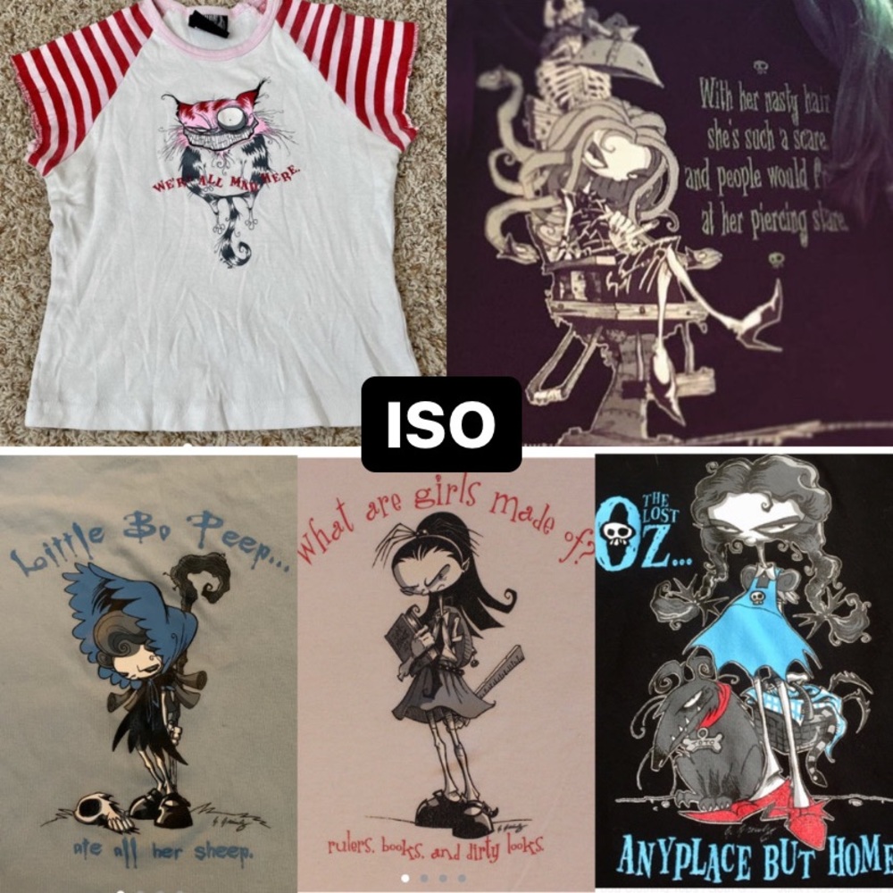 ISO Gris Grimly Hot Topic junkfood tops!